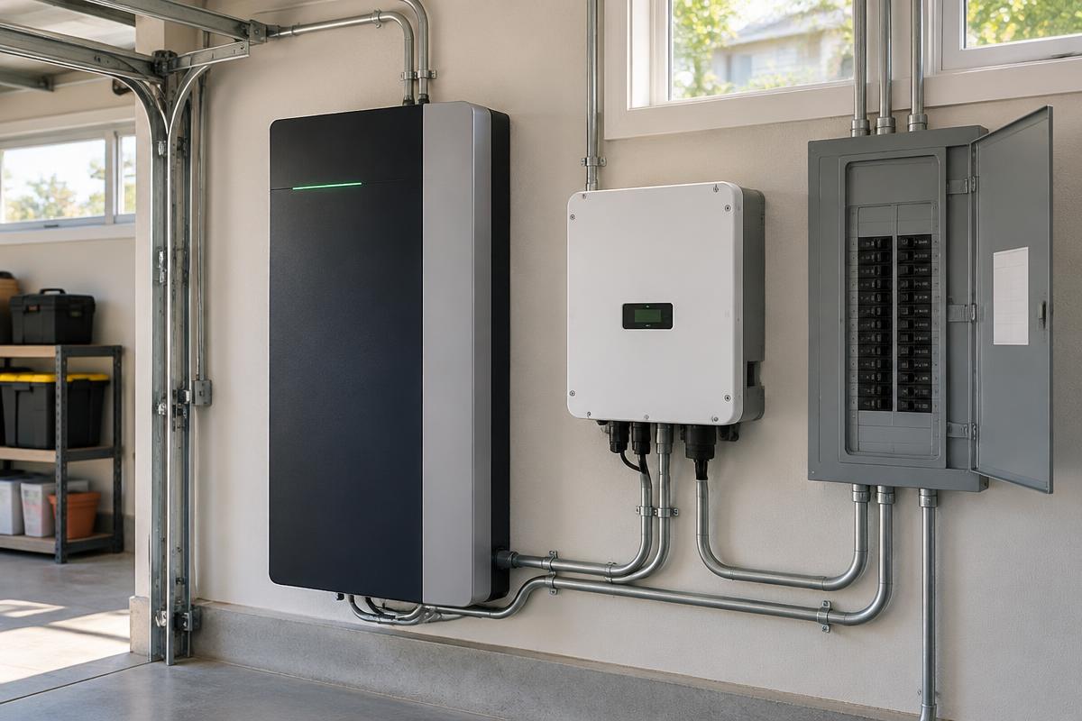 Home battery storage with inverter and electrical panel