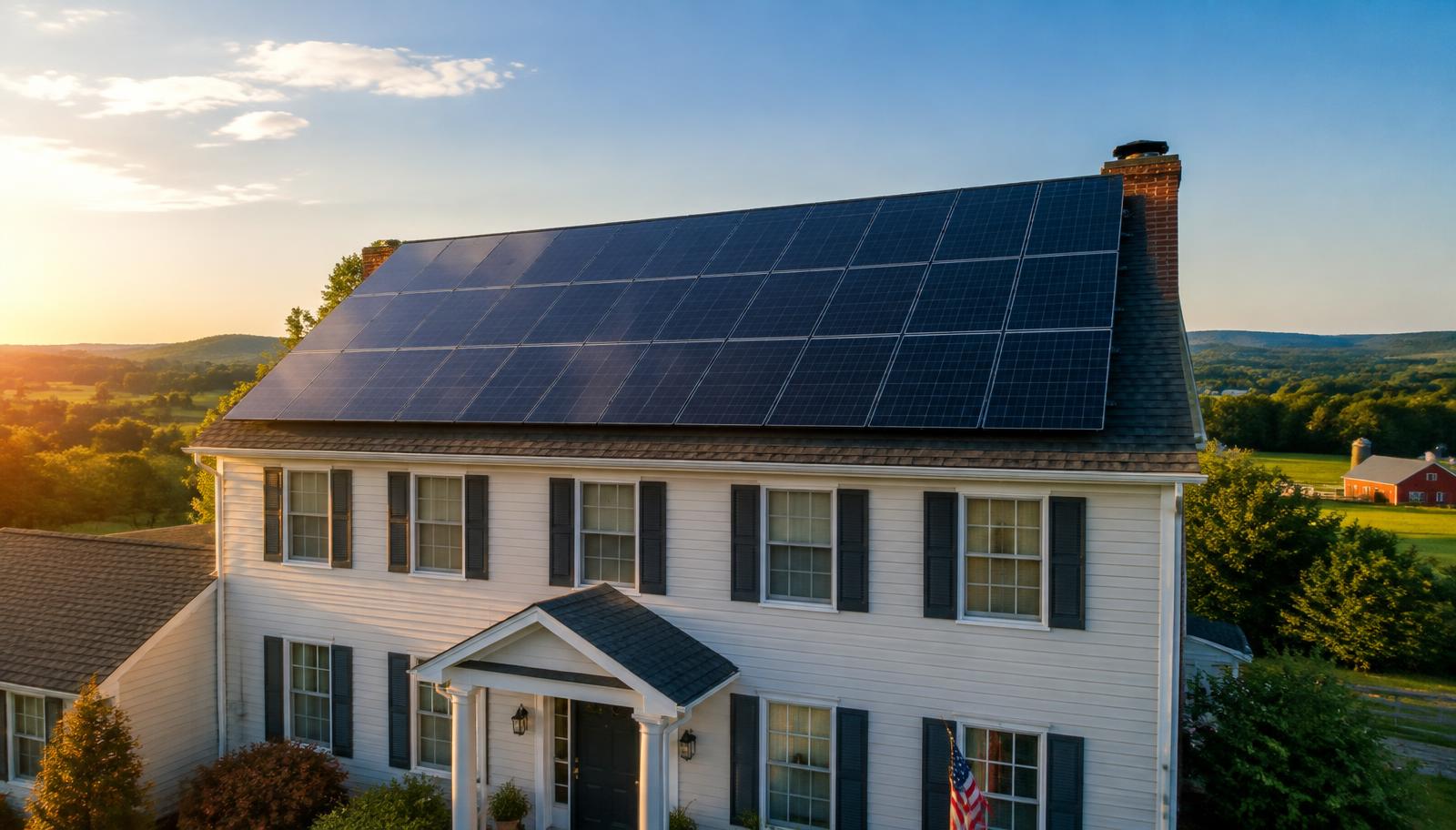 Completed rooftop solar installation on a New York home